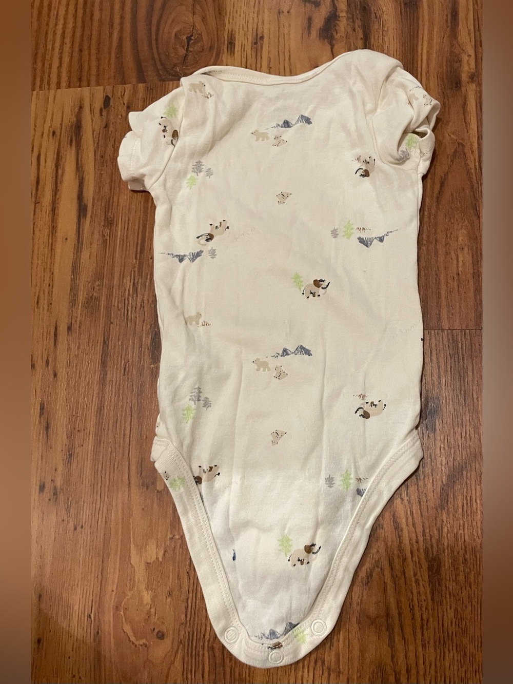Carter's Cream Short-Sleeve Baby One-Piece with Animal Prints